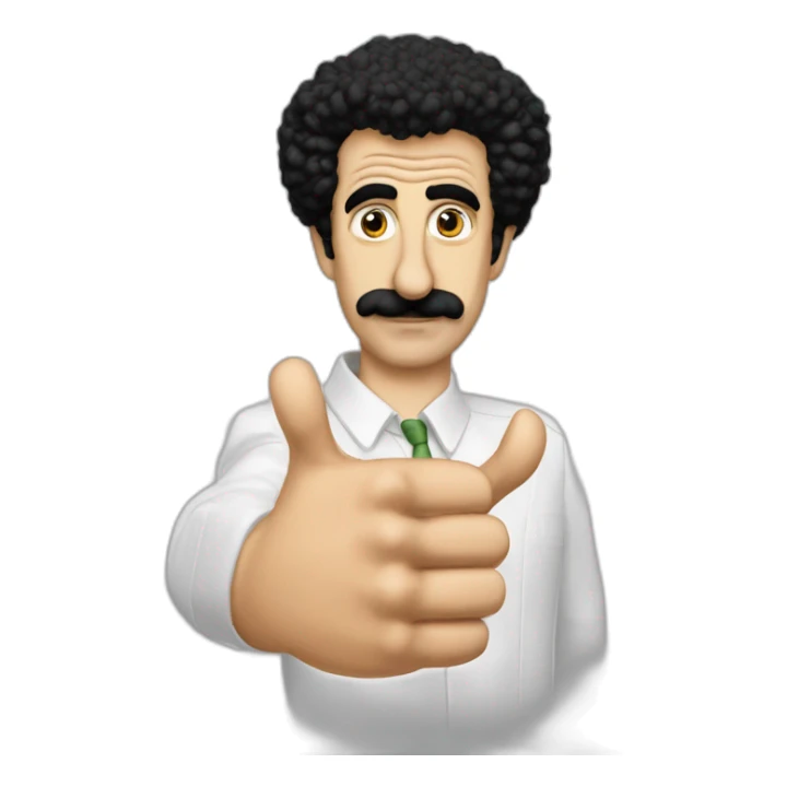 Borat very nice putting two thumbs up with five find on each hand sticker