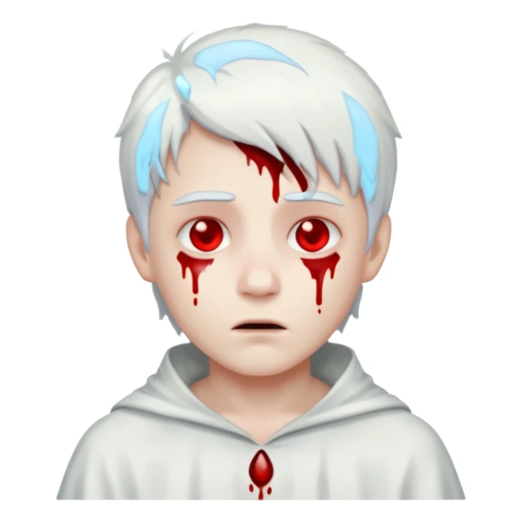 ghost boy face with blood tears sticker