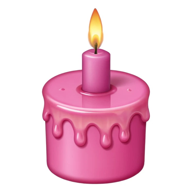 A pink candle with a flame on it, viewed from above. sticker