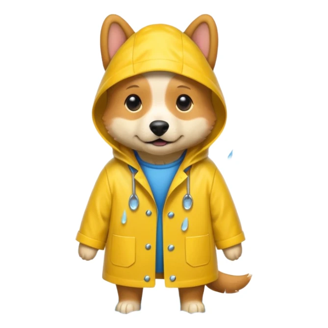 a dog wearing a raincoat in the rain sticker