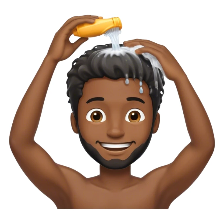 Black guy happy to clean his hair with shampoo sticker
