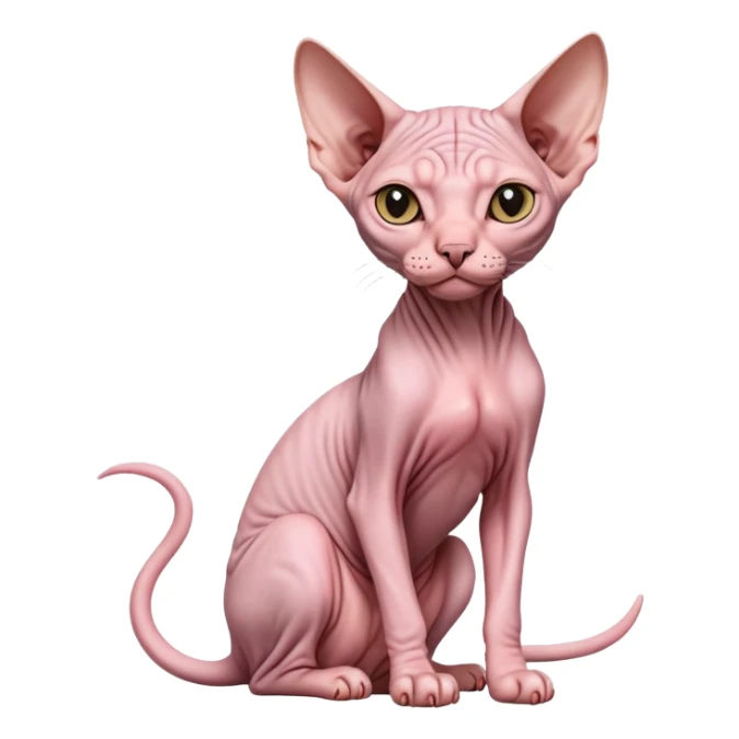 sphynx hairless cat full body sitting sticker