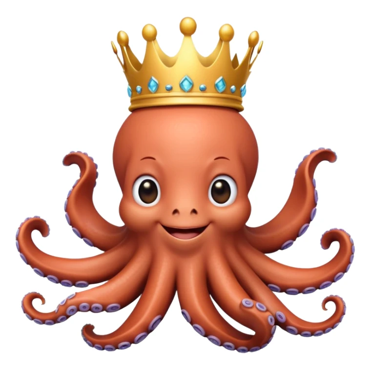  create an realistic pretty 3d octopus smiling wearing AKA pari with a crown   sticker