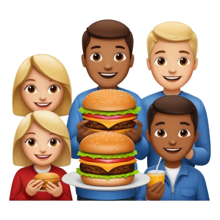 A group of hungry people eating burgers. sticker