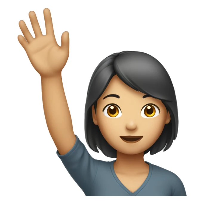 female asian raising hand sticker