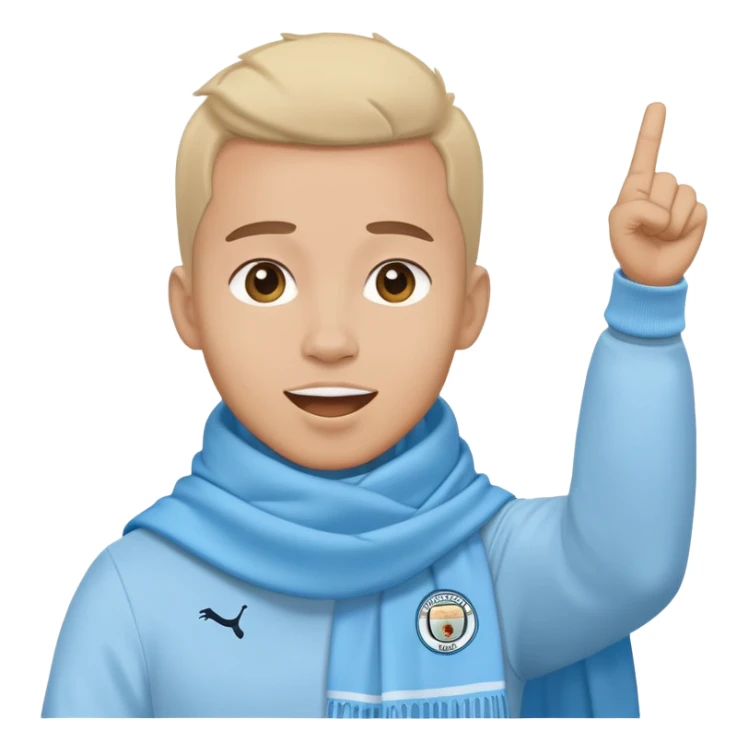 Manchester City fan cheering with sky blue scarf sticker