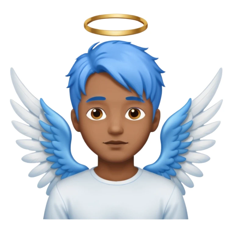brown guy ,blue hair,  angel sticker