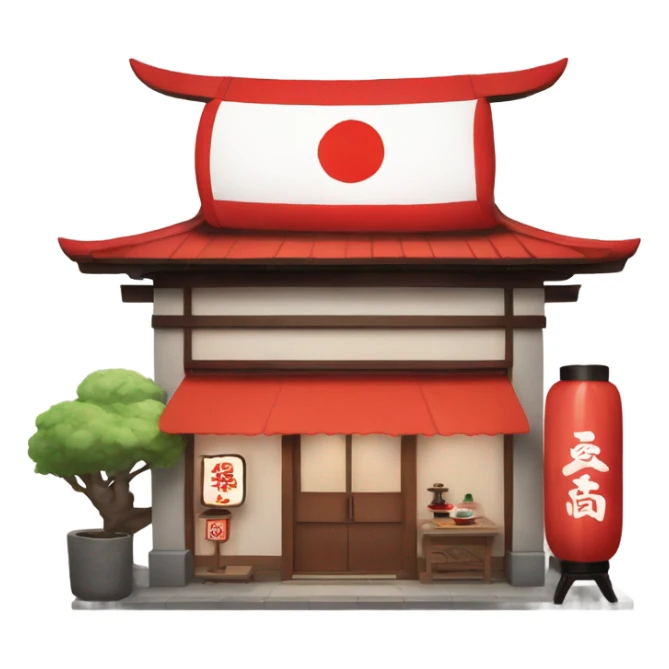 a sushi store with red and white color, and japan lantern on front door sticker