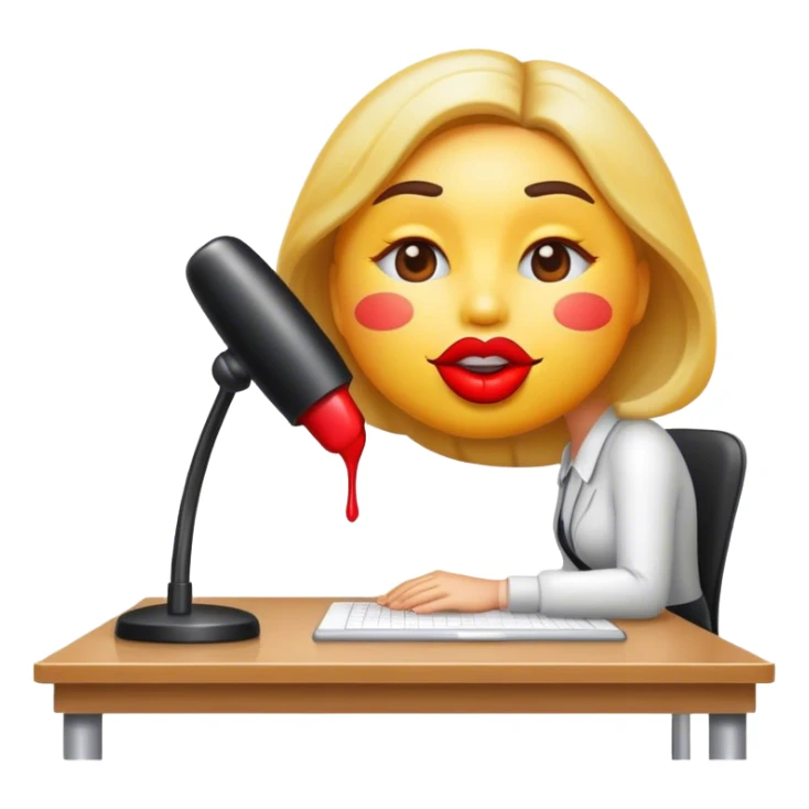 Kiss emoji at a desk  sticker