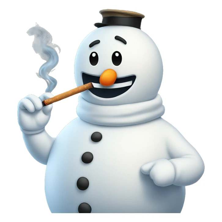 Snowman smoking to the left with smoke on top sticker