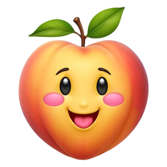 A yellow peach with two legs and an emoji sticking its tongue out sticker