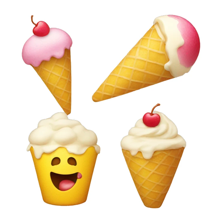 round emoji smile yellow with icecream sticker
