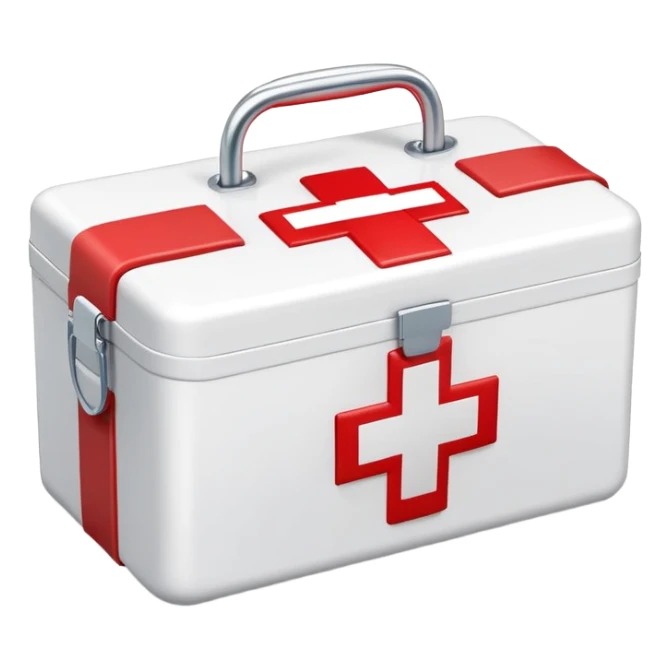 First aid medical kit box with red cross symbol sticker
