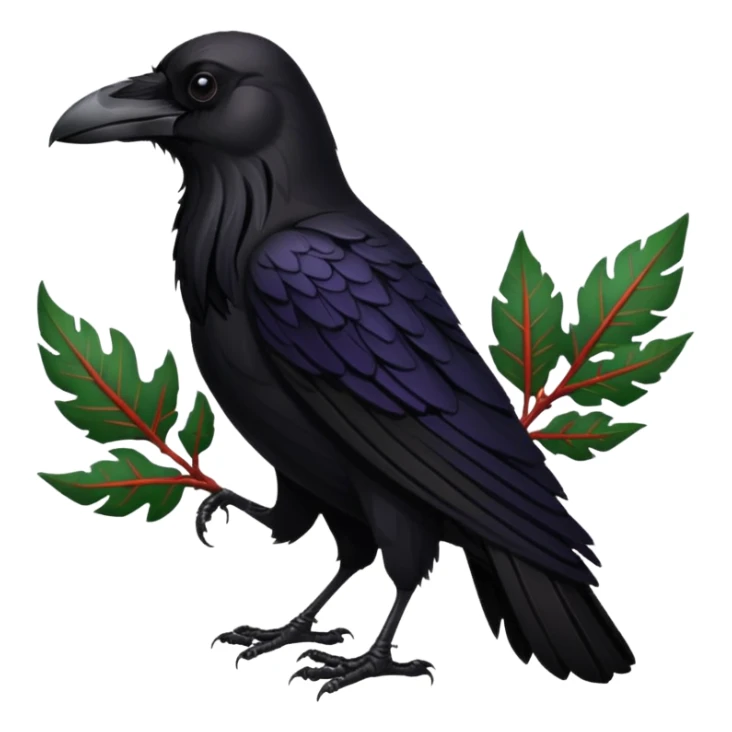 A raven holding a weirwood leaf sticker