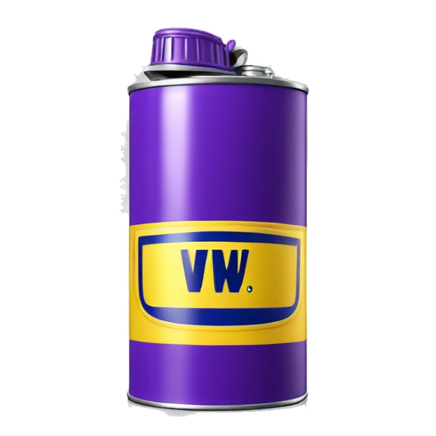 Realistic metallic purple oil can of WD40 isolated.  sticker