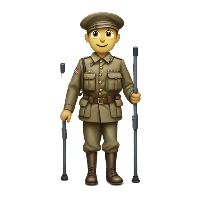 disabled ww1 soldie with amputation on crutches sticker