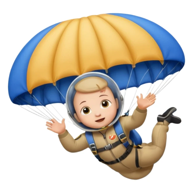 Skydiving baby with parachute and UFO sticker