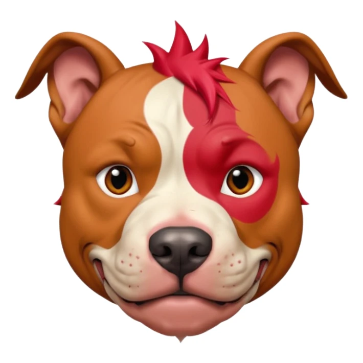 very tattoed face pitbull dog with red spiky hair sticker
