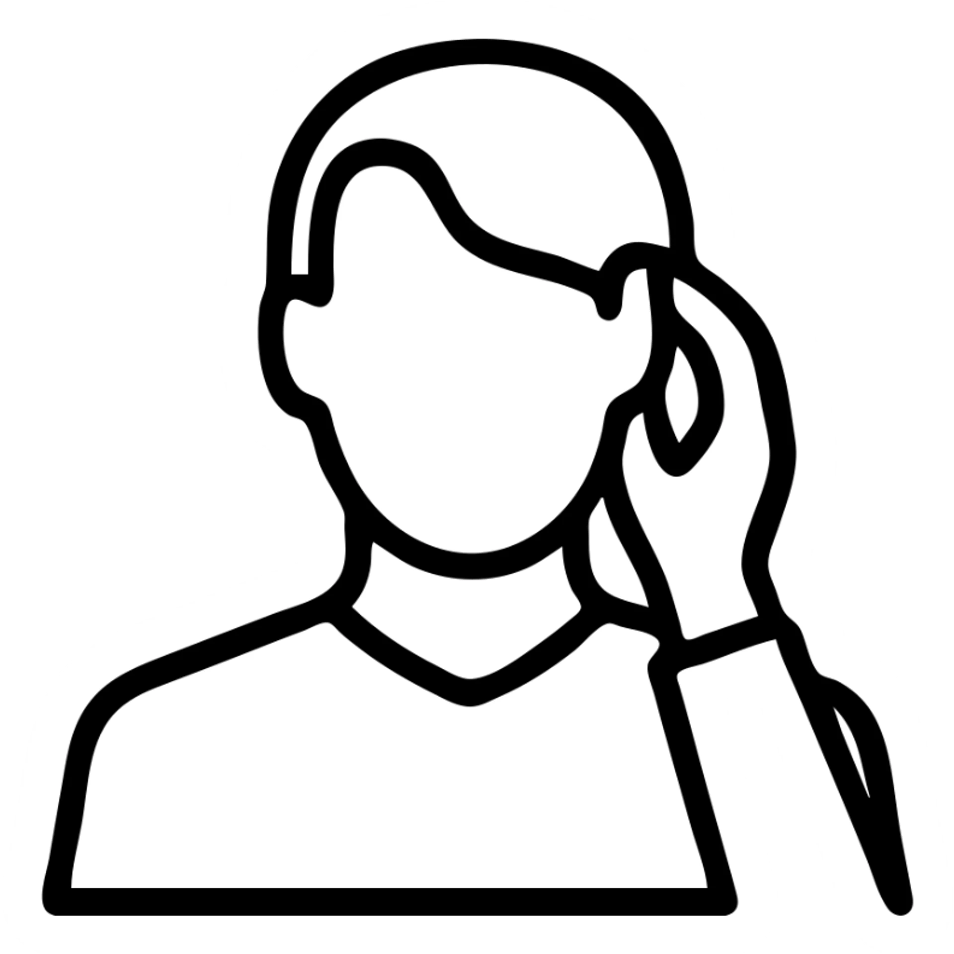 man tucking hair behind ear, outlined, icon style sticker