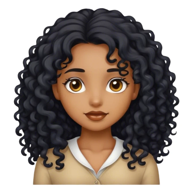 Light brown with a curly black long hair girl sticker