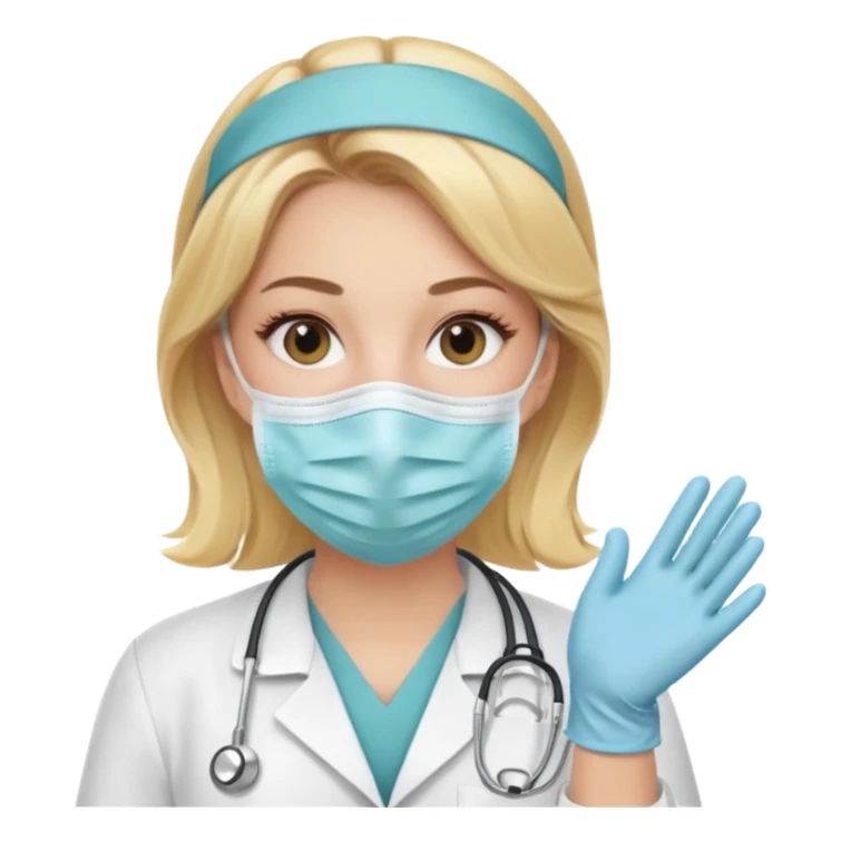 medica rubia con mascarilla y guantes sticker