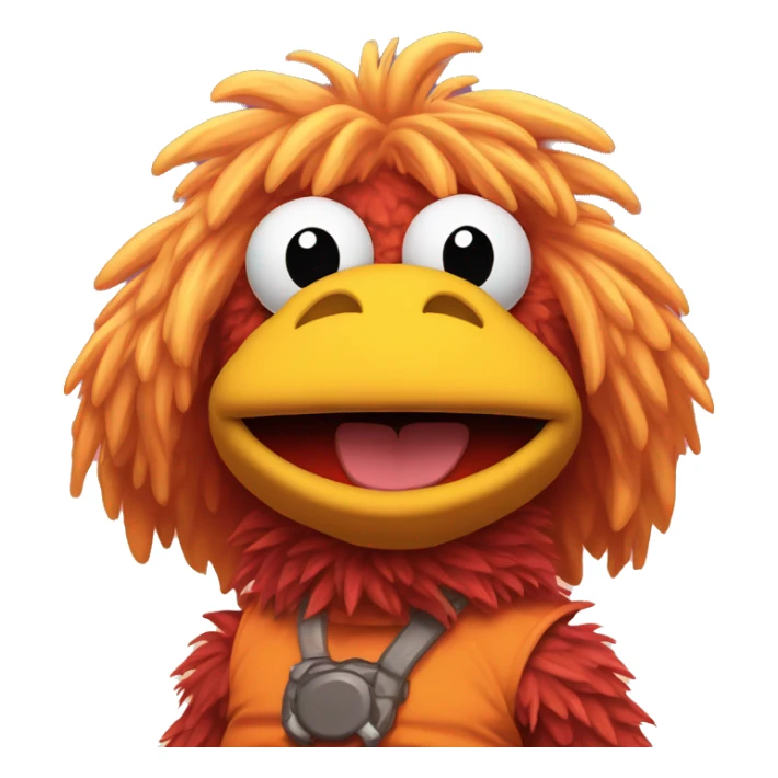 Detailed image of  fraggle rocks hot muscle trainer sunset colored sticker