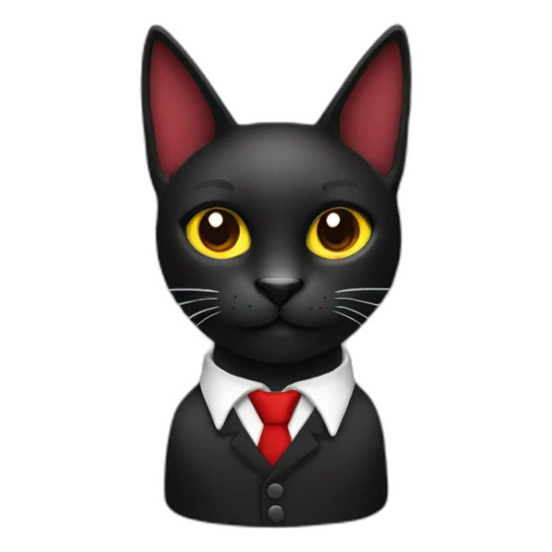 customer service black cat with red tie 3/4 profile sticker