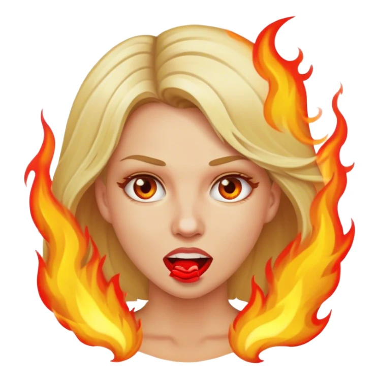 Blond woman with fire in mouth sticker