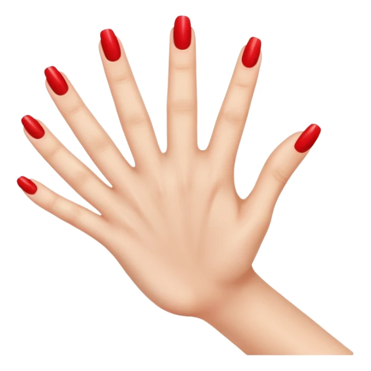 hand with bright red manicure, palm facing up sticker