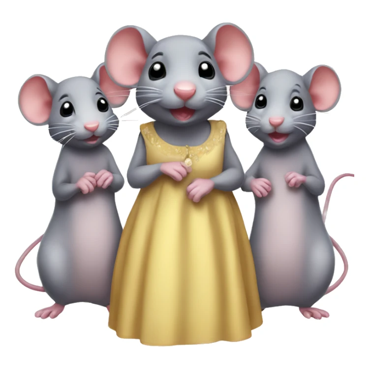 Five cute rat friends with dress  sticker