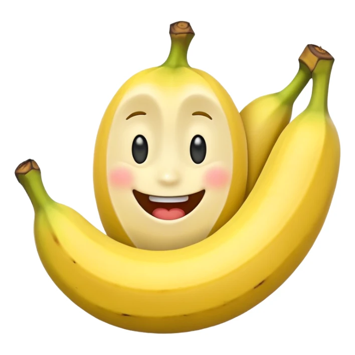 banana with a happy face, no hands or feet, simple and cheerful sticker
