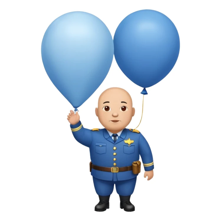 bald a bit fat man in a blue uniform on a ballon sticker