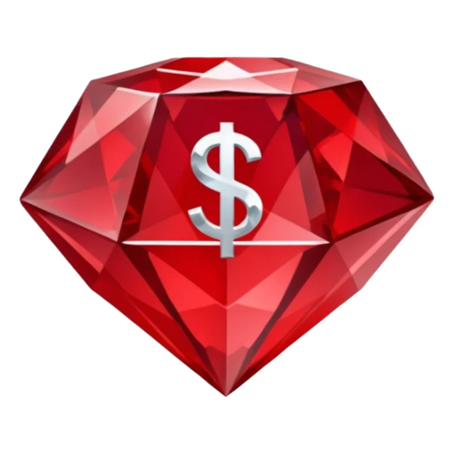 Red crystal with a $ drawn in the center of the crystal. sticker