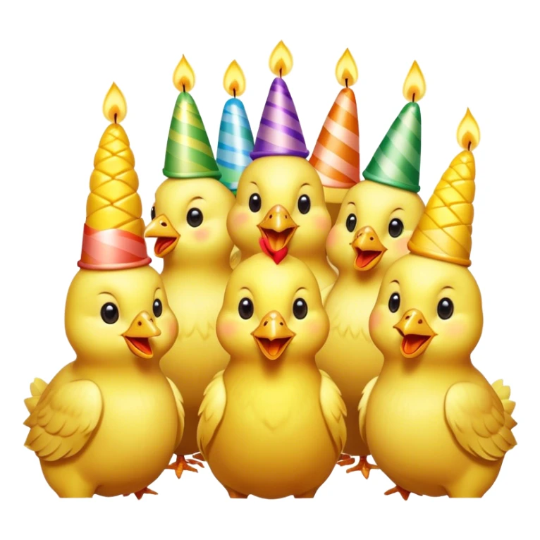 Six chickens singing, happy birthday With a corn on the cob and candles ￼￼ sticker