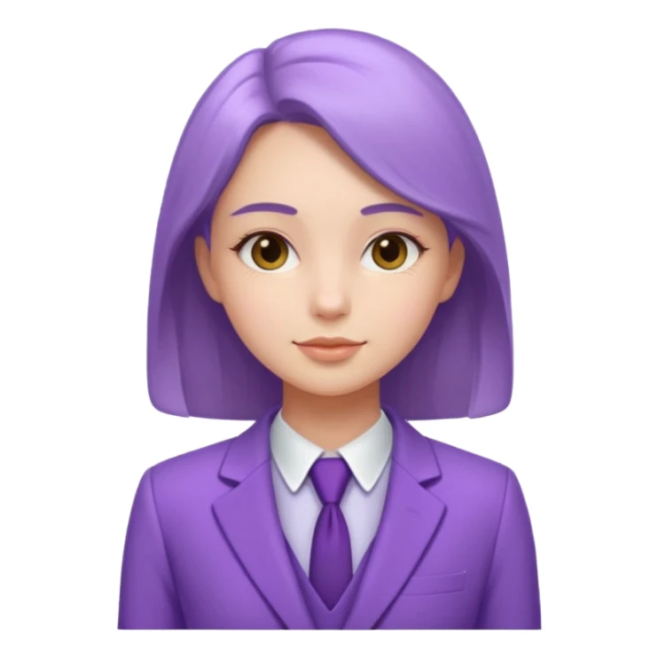 lavender-purple girl Suit, smooth rounded neckline, simple design, glossy surface, plain background. sticker