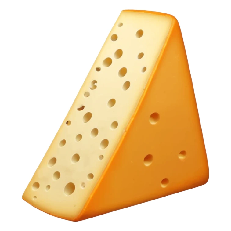Saint-Nectaire cheese wedge, rustic orange-grey rind, pale yellow supple interior, smooth cut surface, slight sheen, tiny holes, wrinkled rind, no board or extras, soft lighting, subtle shadows, emoji scale sticker