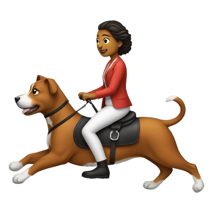 A Woman riding on a dog  sticker