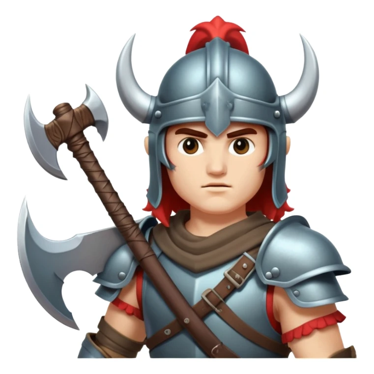 retro 80s fantasy warrior with helmet and battle axe sticker