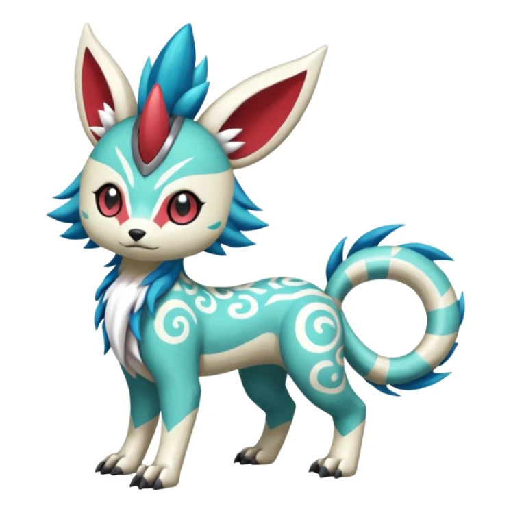  Tropical Tiny Marked Patterned Tribal WereGarurumon-Suicune-Linoone-Meloetta-Zangoose-fusion-hybrid-creature (full body) sticker