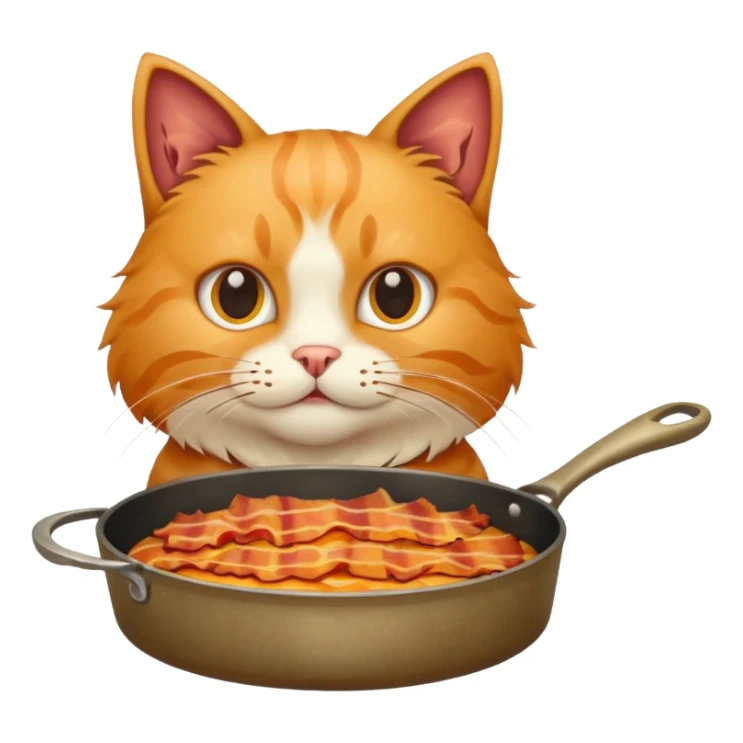 simple cat with a pan of bacon sticker