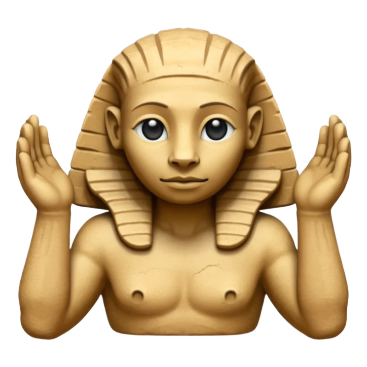 Emoji of sphinx with hands laying on front side sticker