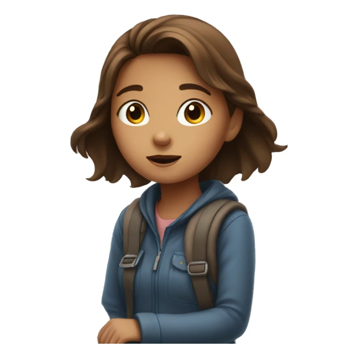 Brown hair girl looking into sky with stairs  sticker