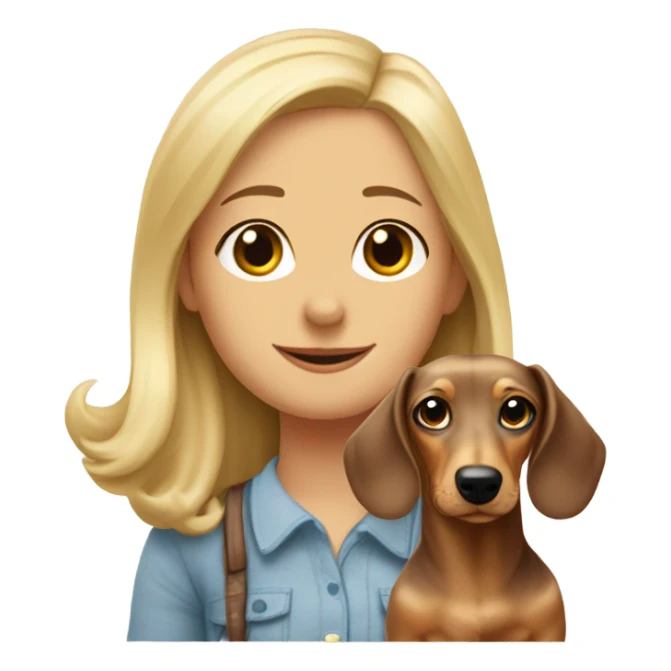 merle dachshund with shoulder-leght blonde girl sticker