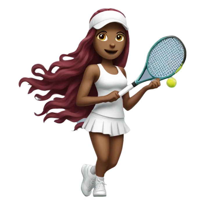 Beautiful tattooed  burgundy long haired woman playing tennis sticker