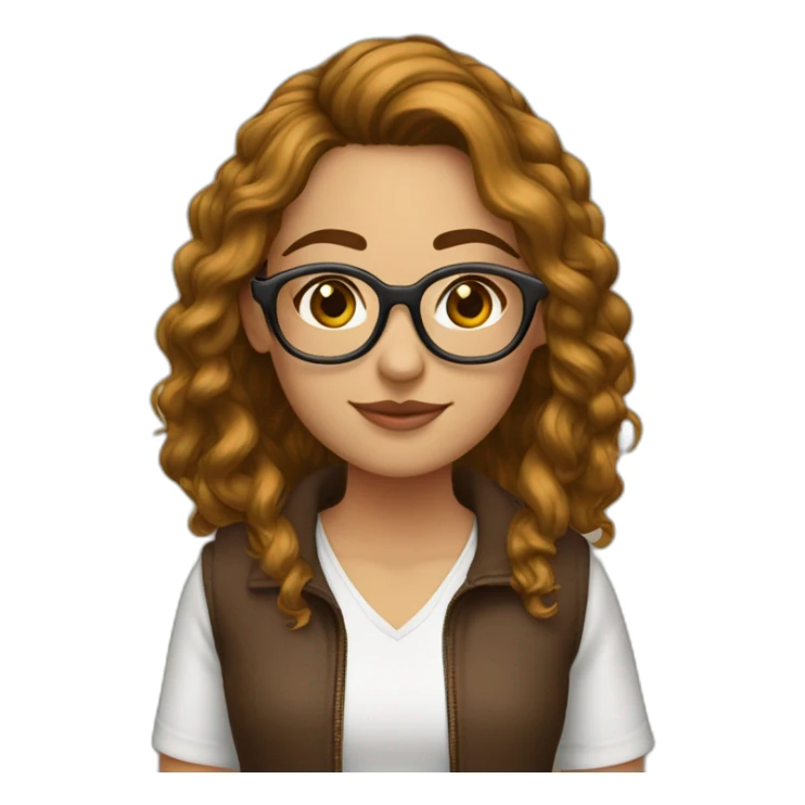 joven mujer blanco cabello marron y lentes sticker