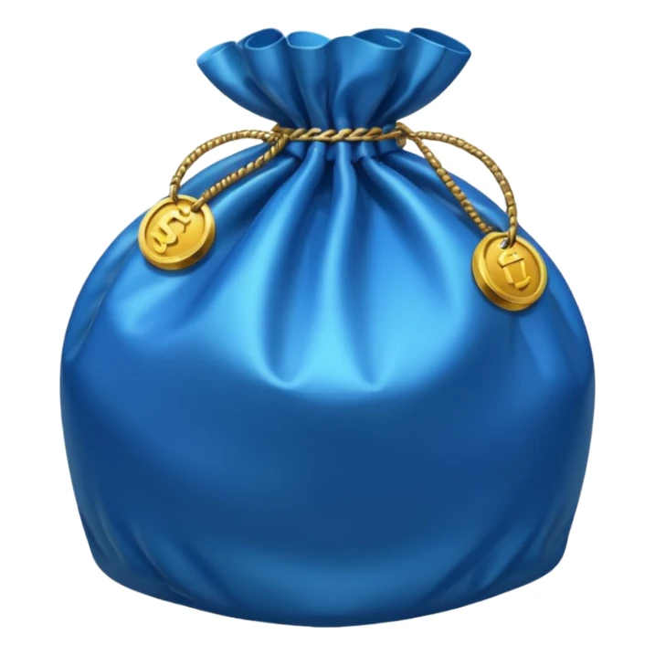 blue coins inside a bag  sticker