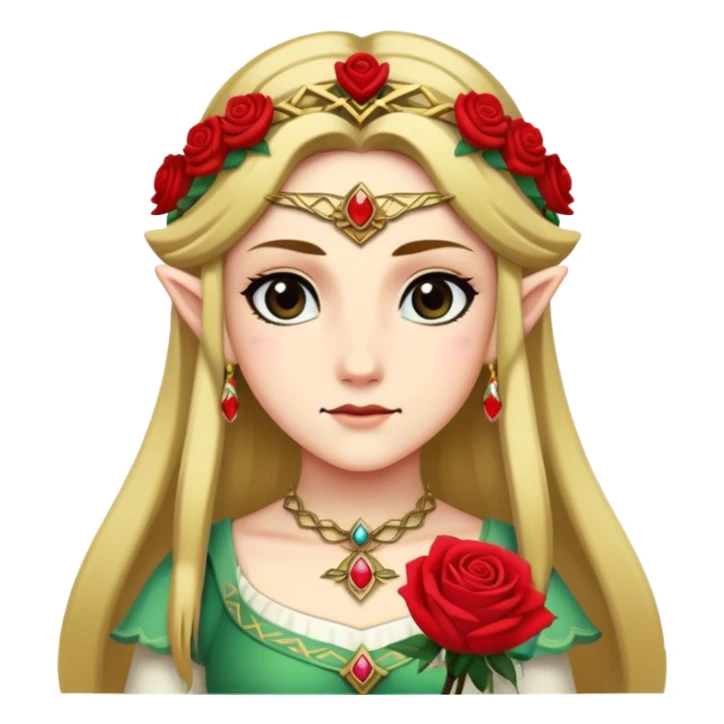 Princess Zelda with a red rose in her hair sticker