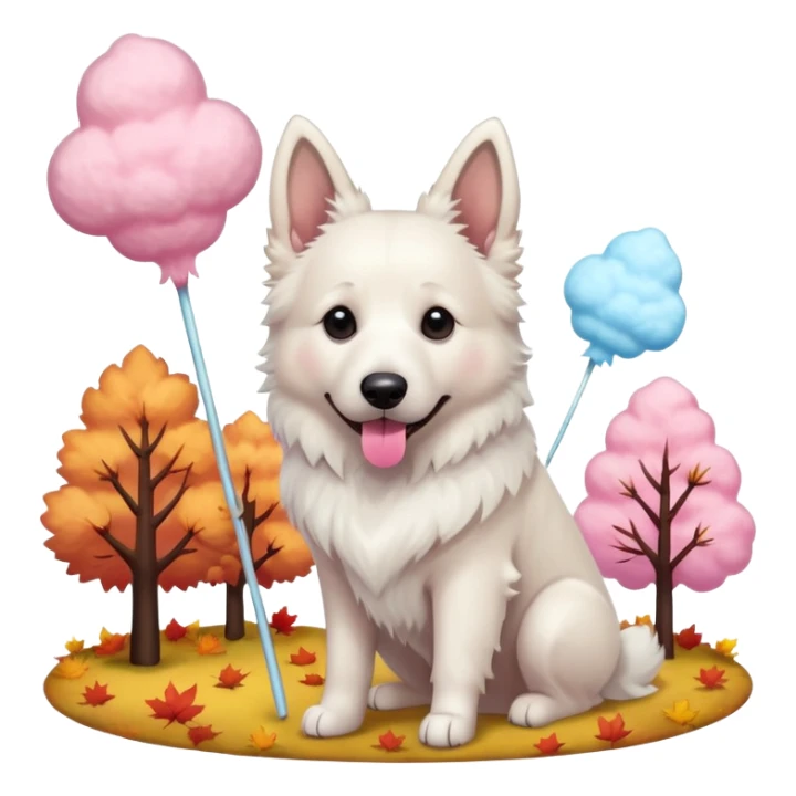 White belgian Shepard In the middle of autumn with Cotton candy  
 sticker