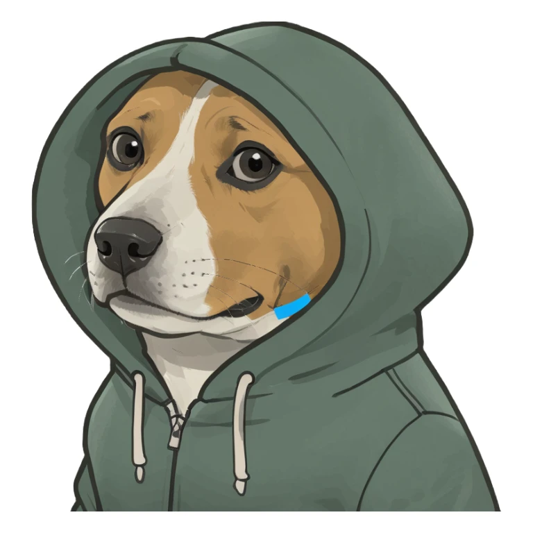 Dog wearing a hoodie  sticker