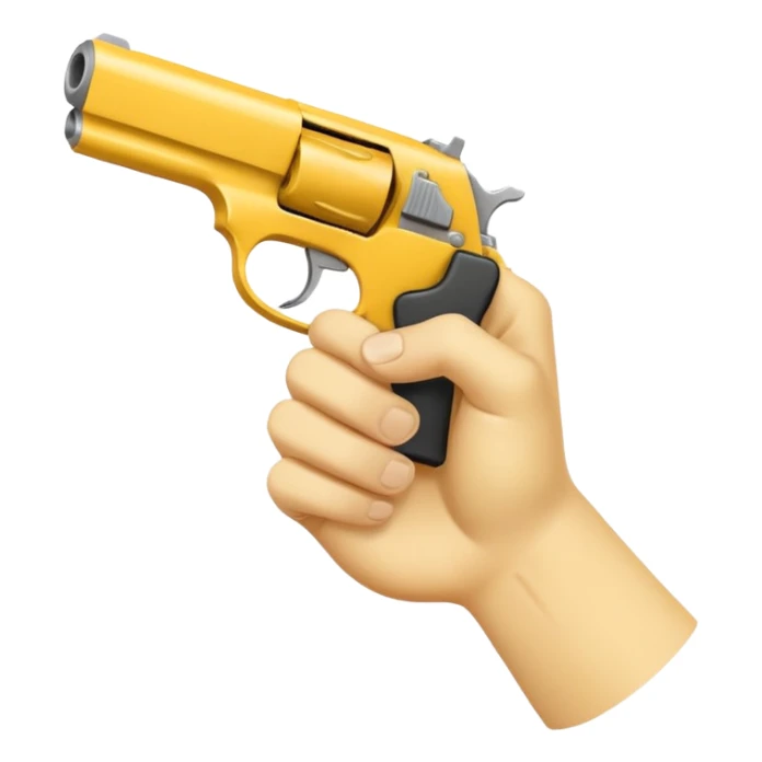 A yellow hand imititing a gun by joing two fingers sticker